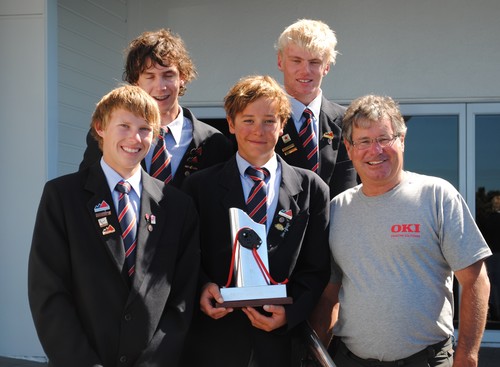 Winning team HIBS with Naming Rights Sponsor Gary Lock from HARKEN - RNZYS Harken Schools Regatta 2013 © Amber Roberts